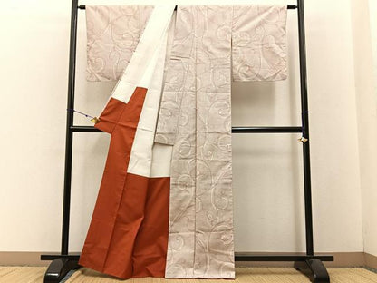 平和屋着物■上質な紬 唐草文 正絹 逸品 BAAW5962hj