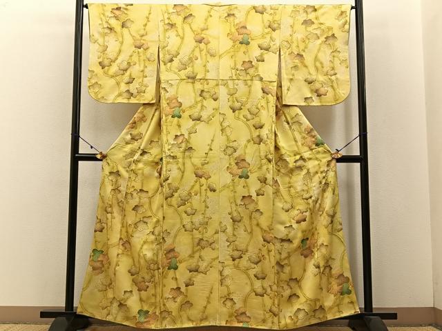 平和屋着物■上質な小紋 枝花文 金銀彩 正絹 逸品 BAAW5983hj