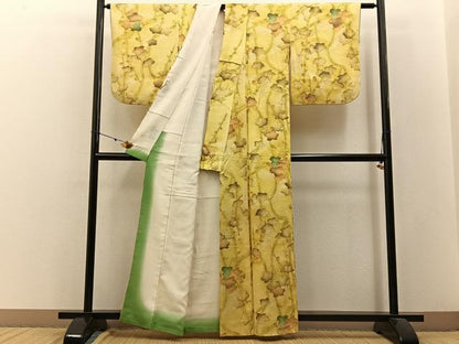 平和屋着物■上質な小紋 枝花文 金銀彩 正絹 逸品 BAAW5983hj