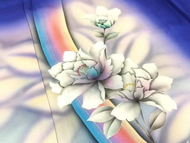 平和屋着物■訪問着　手描き　薔薇　暈し染め　金銀彩　正絹　逸品　BAAW5988hj