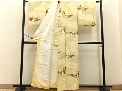 平和屋着物■上質な小紋 雲取菊文 金彩 正絹 逸品 BAAW5991hj