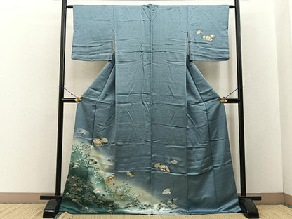 平和屋着物■訪問着 地紙花文 暈し染め 金銀彩 正絹 逸品 BAAW5992hj