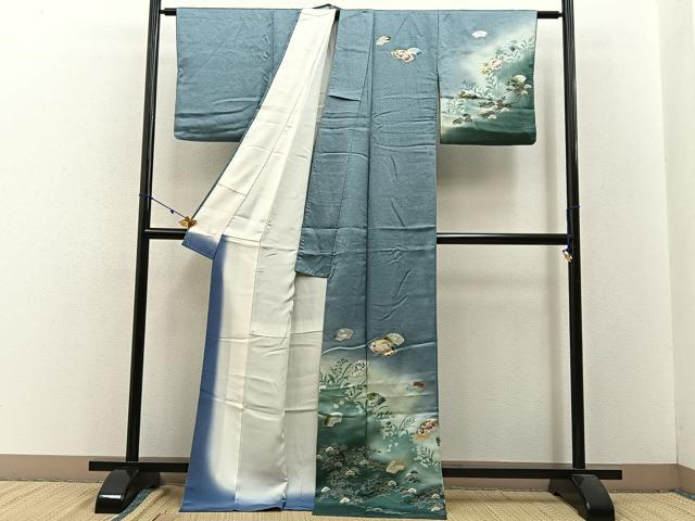 平和屋着物■訪問着 地紙花文 暈し染め 金銀彩 正絹 逸品 BAAW5992hj