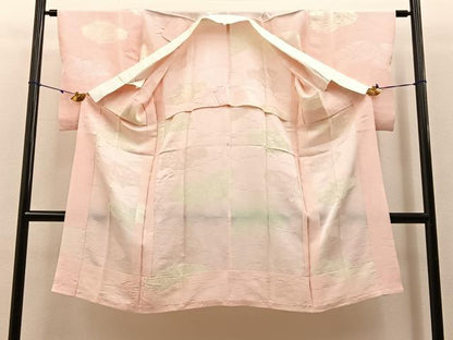 平和屋着物■長襦袢　無双仕立て　絞り　雲取椿地紋　正絹　逸品　BAAW5996hj