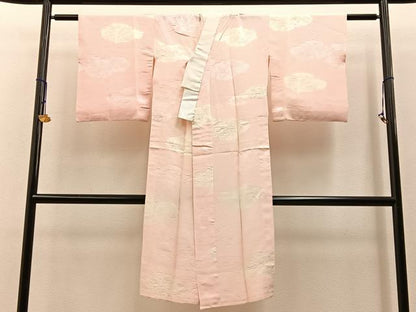 平和屋着物■長襦袢　無双仕立て　絞り　雲取椿地紋　正絹　逸品　BAAW5996hj