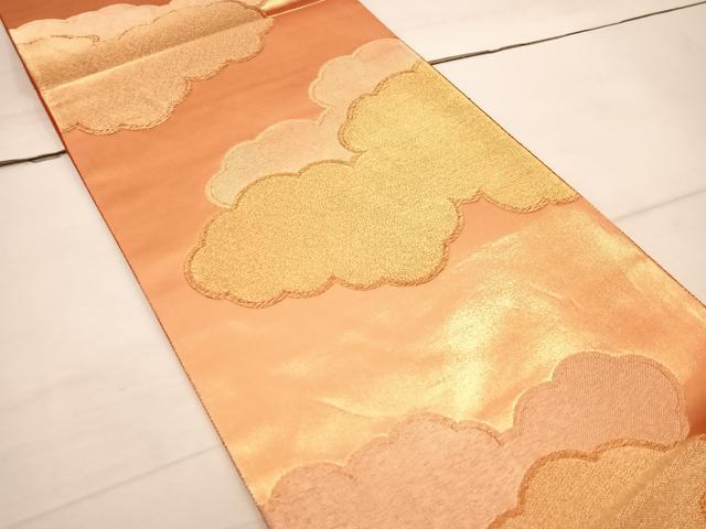 平和屋着物◎六通柄袋帯　錦繍　雲重ね文　手引箔　正絹　逸品　BAAW6006mz