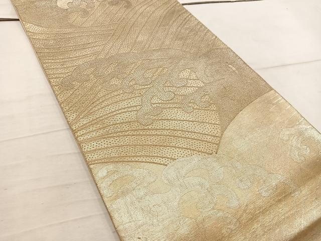 平和屋着物◎六通柄袋帯　相良刺繍　立波文　銀糸　引箔　正絹　逸品　BAAW6008mz