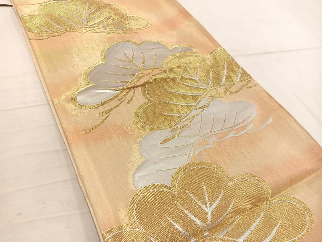 平和屋着物◎六通柄袋帯　草花文　銀糸　正絹　逸品　BAAW6011mz