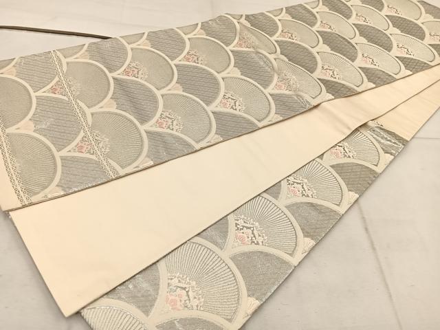 平和屋着物◎六通柄袋帯 唐織 青海波 銀糸 正絹 逸品 BAAW6017mz