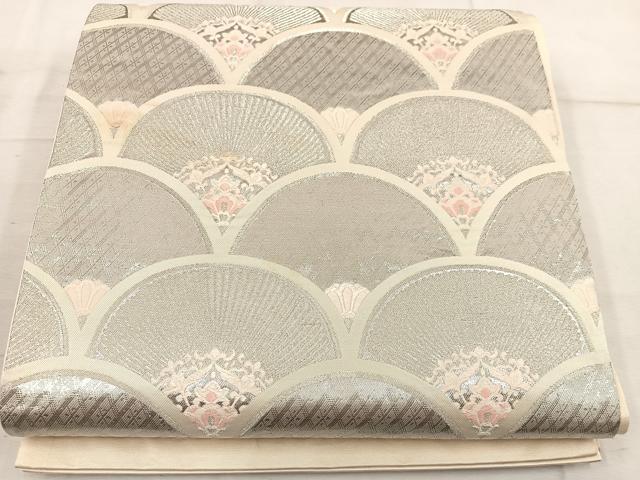 平和屋着物◎六通柄袋帯 唐織 青海波 銀糸 正絹 逸品 BAAW6017mz