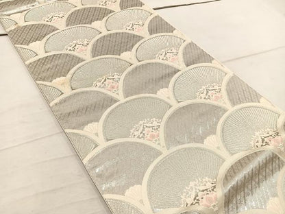 平和屋着物◎六通柄袋帯 唐織 青海波 銀糸 正絹 逸品 BAAW6017mz