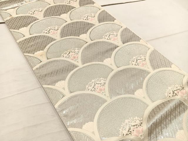 平和屋着物◎六通柄袋帯 唐織 青海波 銀糸 正絹 逸品 BAAW6017mz