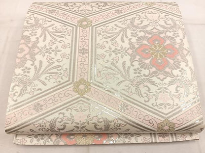 平和屋着物◎六通柄袋帯 純箔引 鳳凰亀甲花文 プラチナ箔 正絹 逸品 BAAW6018mz