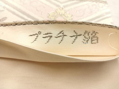 平和屋着物◎六通柄袋帯 純箔引 鳳凰亀甲花文 プラチナ箔 正絹 逸品 BAAW6018mz