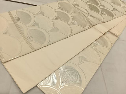 平和屋着物◎六通柄袋帯　青海波　銀糸　正絹　逸品　BAAW6019mz
