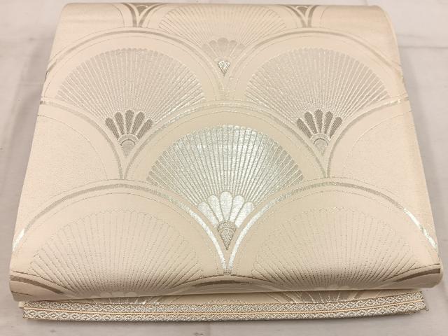 平和屋着物◎六通柄袋帯　青海波　銀糸　正絹　逸品　BAAW6019mz