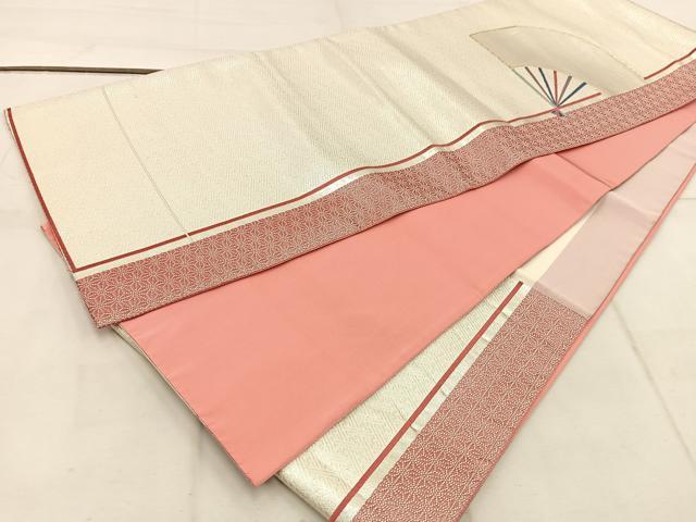 平和屋着物◎太鼓柄　京袋帯　扇面　金糸　正絹　逸品　BAAW6024mz