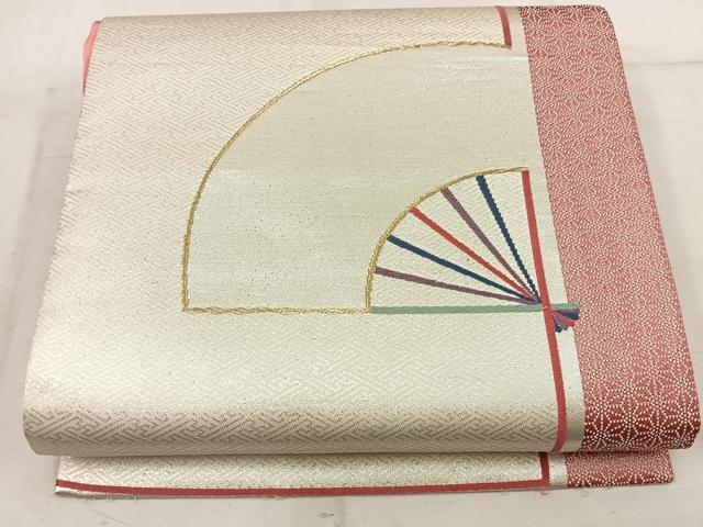 平和屋着物◎太鼓柄　京袋帯　扇面　金糸　正絹　逸品　BAAW6024mz