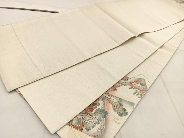 平和屋着物◎太鼓柄袋帯 綴れ 地紙重ね人物風景文 金彩 正絹 逸品 BAAW6026mz