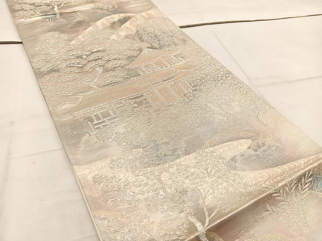 平和屋着物◎六通柄袋帯 京洛錦 風景文 二重引箔 金銀糸 正絹 逸品 BAAW6033mz