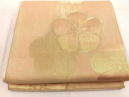 平和屋着物◎六通柄袋帯　梅　金糸　正絹　逸品　BAAW6041mz