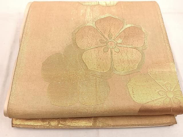 平和屋着物◎六通柄袋帯　梅　金糸　正絹　逸品　BAAW6041mz
