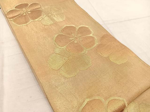 平和屋着物◎六通柄袋帯　梅　金糸　正絹　逸品　BAAW6041mz