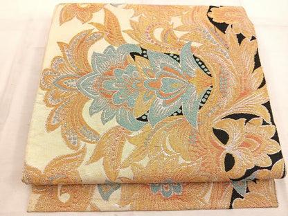 平和屋着物◎六通柄 京袋帯 本袋帯 更紗花文 正絹 逸品 BAAW6061mz