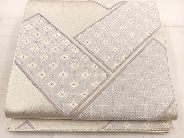 平和屋着物◎六通柄袋帯　吉祥麻の葉文様　正絹　逸品　BAAW6066mz