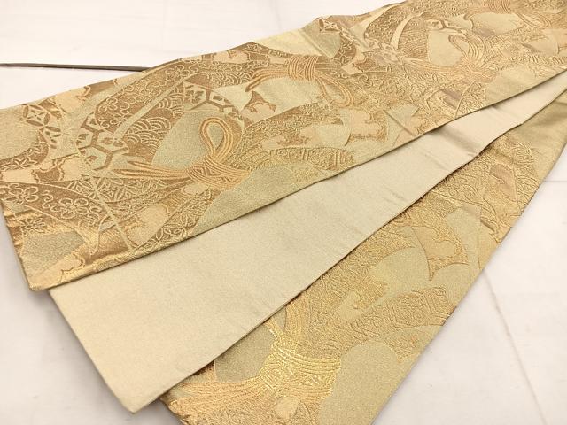 平和屋着物◎六通柄袋帯　束ね熨斗花文　金糸　正絹　逸品　BAAW6072mz