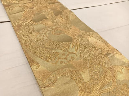 平和屋着物◎六通柄袋帯　束ね熨斗花文　金糸　正絹　逸品　BAAW6072mz