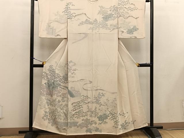 平和屋着物■訪問着　風景文　鬼しぼ縮緬　正絹　逸品　BAAW6088mz