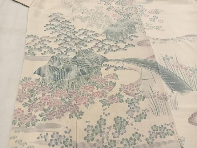 平和屋着物■訪問着　風景文　鬼しぼ縮緬　正絹　逸品　BAAW6088mz