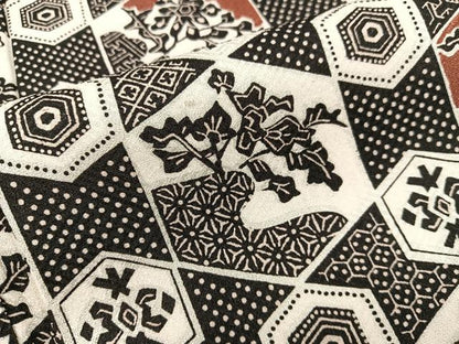 平和屋着物■上質な小紋　亀甲花文　黒地　正絹　逸品　BAAW6093mz