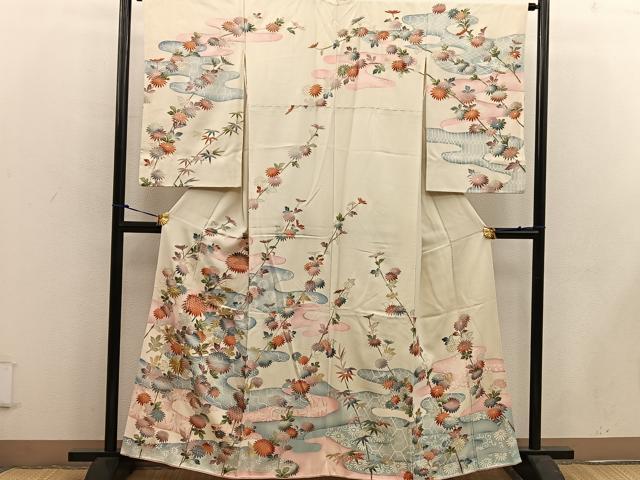 平和屋着物■訪問着　刺繍　菊花文　金彩　正絹　逸品　BAAW6096mz