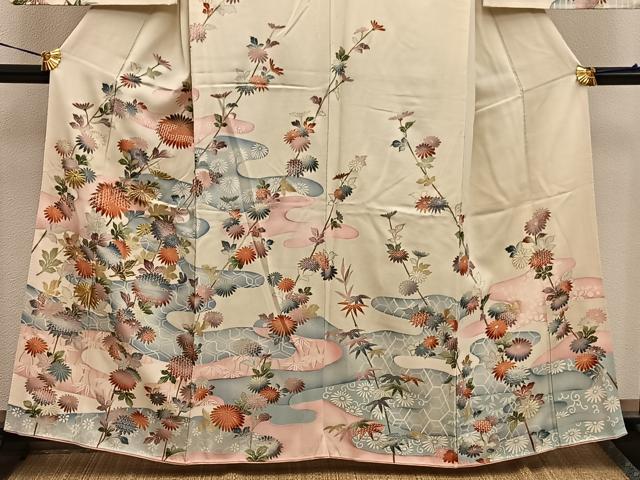 平和屋着物■訪問着　刺繍　菊花文　金彩　正絹　逸品　BAAW6096mz