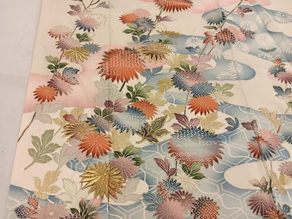 平和屋着物■訪問着　刺繍　菊花文　金彩　正絹　逸品　BAAW6096mz
