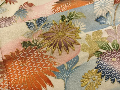 平和屋着物■訪問着　刺繍　菊花文　金彩　正絹　逸品　BAAW6096mz