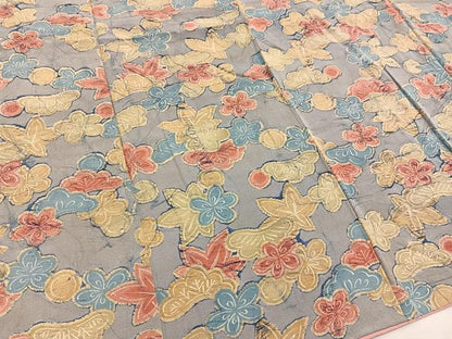 平和屋着物■上質な小紋　一珍染め　梅松文　正絹　逸品　BAAW6107mz