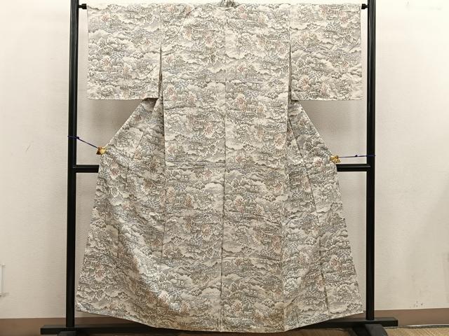 平和屋着物■上質な紬　風景花文　正絹　逸品　BAAW6108mz