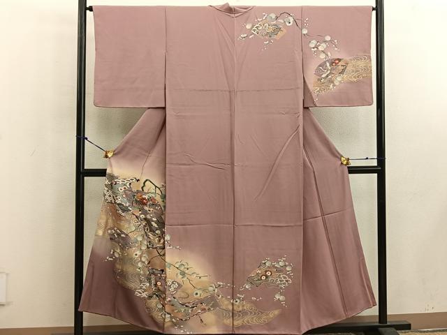 平和屋着物■訪問着 地紙重ね花文 暈し染め 金彩 正絹 逸品 BAAW6115mz