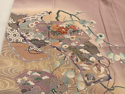 平和屋着物■訪問着 地紙重ね花文 暈し染め 金彩 正絹 逸品 BAAW6115mz