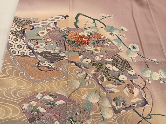 平和屋着物■訪問着 地紙重ね花文 暈し染め 金彩 正絹 逸品 BAAW6115mz