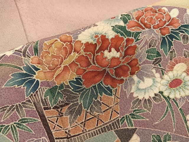 平和屋着物■訪問着 地紙重ね花文 暈し染め 金彩 正絹 逸品 BAAW6115mz