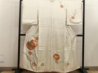 平和屋着物■訪問着 駒刺繍 雪輪枝楓文 金彩 正絹 逸品 BAAW6117mz