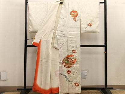 平和屋着物■訪問着 駒刺繍 雪輪枝楓文 金彩 正絹 逸品 BAAW6117mz