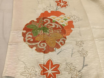 平和屋着物■訪問着 駒刺繍 雪輪枝楓文 金彩 正絹 逸品 BAAW6117mz