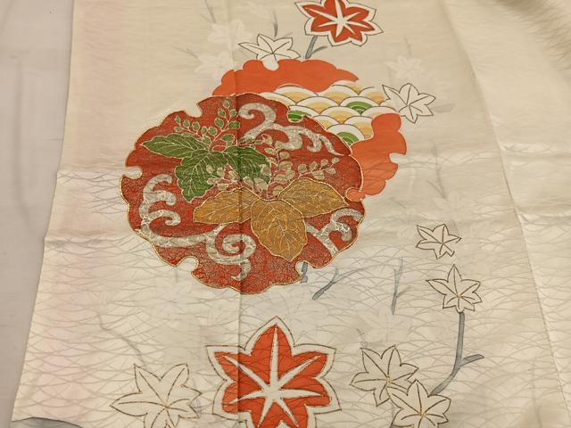 平和屋着物■訪問着 駒刺繍 雪輪枝楓文 金彩 正絹 逸品 BAAW6117mz