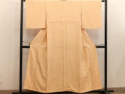 平和屋着物■上質な色無地 流水地紋 萱草色 正絹 逸品 BAAW6118mz
