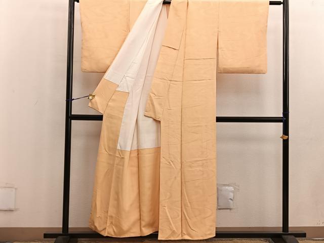 平和屋着物■上質な色無地 流水地紋 萱草色 正絹 逸品 BAAW6118mz